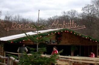 Almhütte leuchtender Schriftzug für den Winter Zoo Hannover