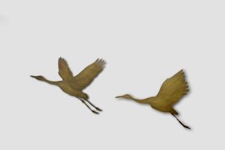 wandhängende Kranich Skulpturen