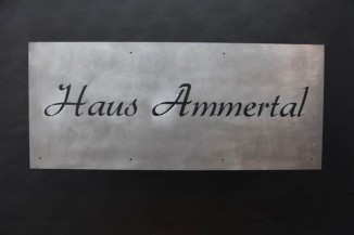 Schild Edelstahl gelasert