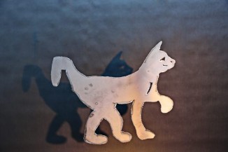 Katzen Skulptur aus plasmagetenntem Stahl