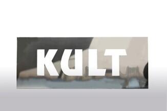 Kult - Schild aus 3 mm Stahlblech gelasert.