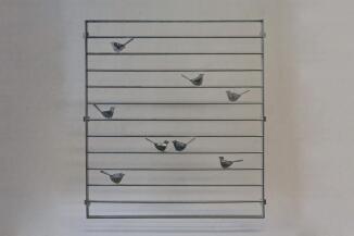 Fenstergitter mit 8 Stück kleinen Stahlvögeln