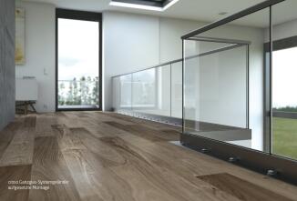 Ganzglas-Systemgeländer von Croso - aufgesetzte Montage