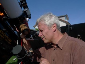 Thomas Kerl und Alfred Swientek bei der Sonnenbeobachtung am Lunt L60 alpha