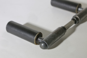 Stahl Türgriff mit schwarzem Leder