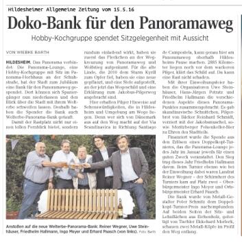 Doko-Bank am Panorama-Weg, HAZ vom 15.5.2016