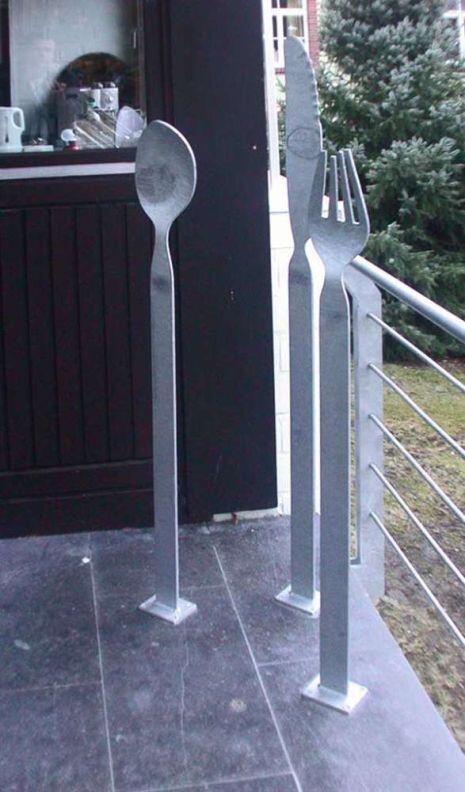 Messer, Gabel und Löffel geschmiedet und feuerverzinkt