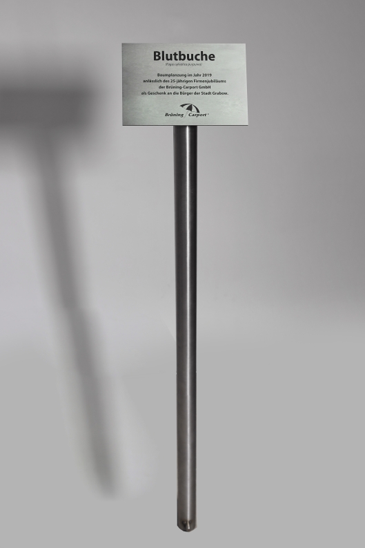 Schild mit Pfosten aus Edelstahl