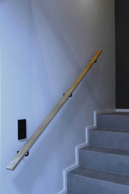 Geländer und Handlauf aus Eiche und Stahl