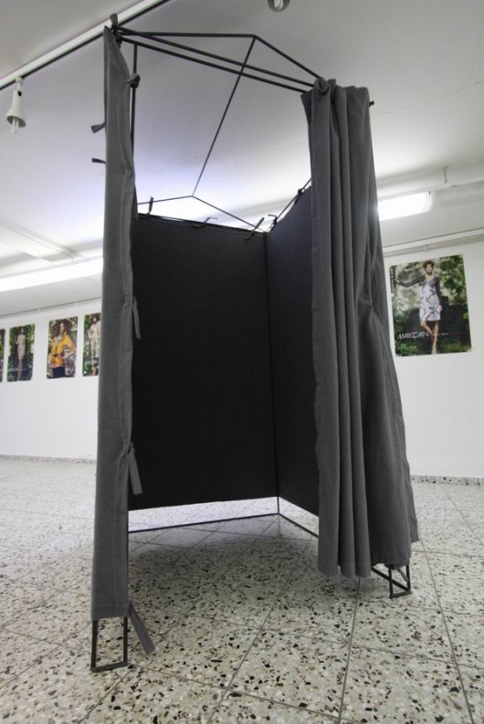 Umkleidekabine für einen temporären Aufbau