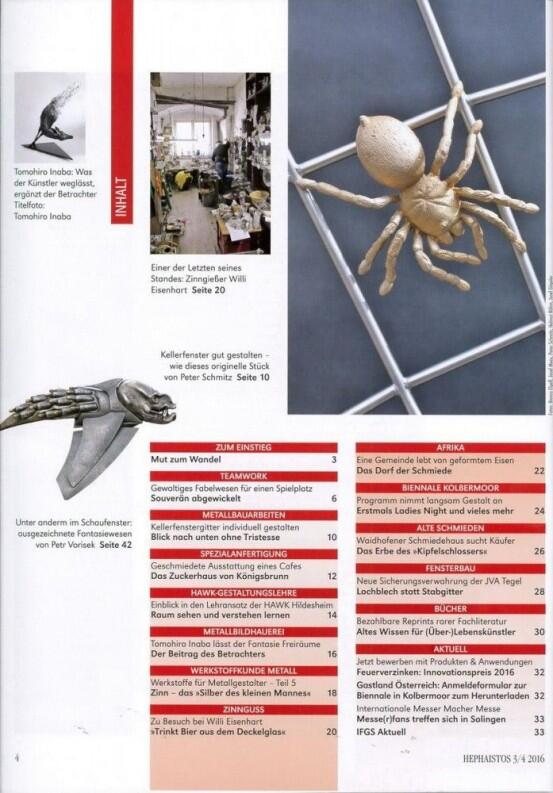 Artikel in der Hephaistos über unser Spinnengitter