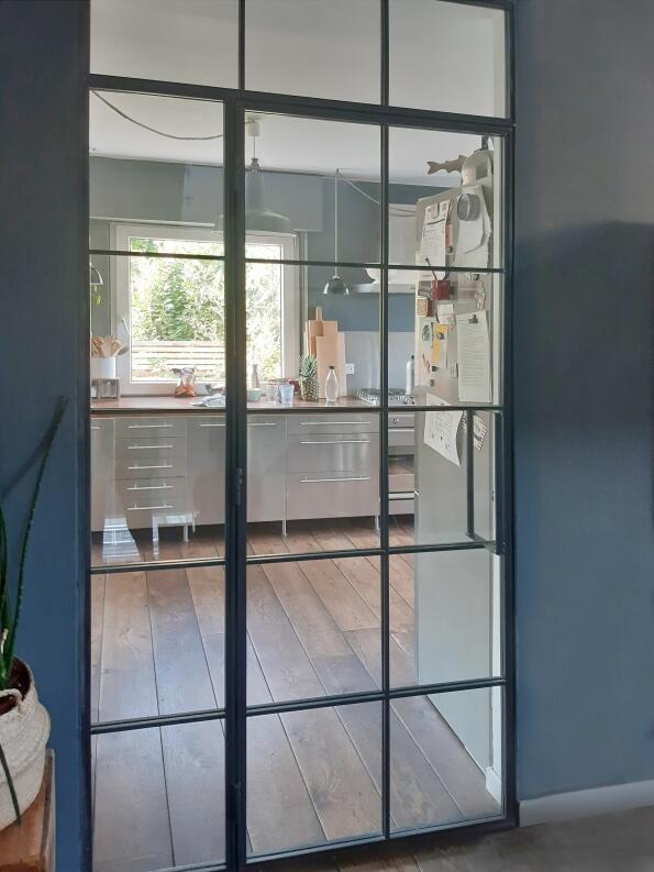 Türe im Indi Design mit Seitenteil und Oberlicht - Lofttür mit Seitenteil und Oberlicht