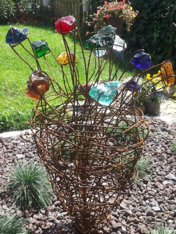 Glasblume Stahlblume, Blume, farbig, Glasfragmente