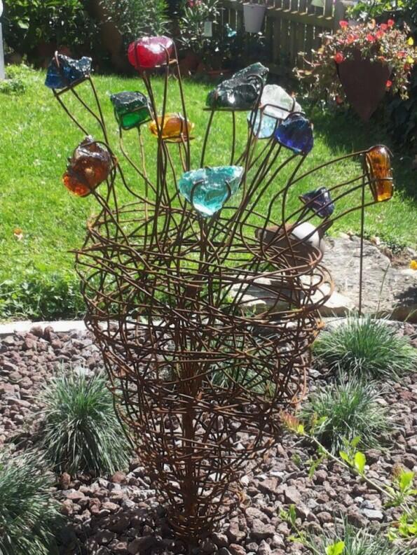 Glasblume Stahlblume, Blume, farbig, Glasfragmente