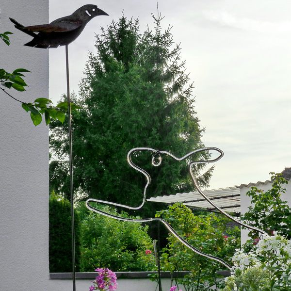 Skuptur Leuchtender Hase für den Garten