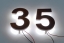 mit LED hinterleuchtete Hausnummer 35 aus Kupfer