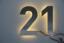 Hausnummer "21" aus Edelstahl mit LED-Beleuchtung