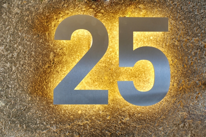 LED Hausnummer "25" aus Edelstahl