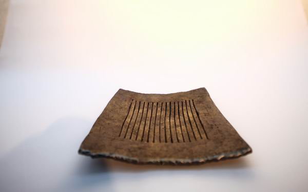 Zahlteller aus 8mm Stahlstäben geschmiedet mit Messingabrieb