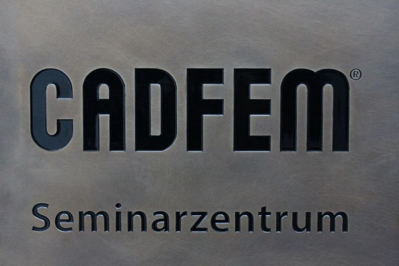 Werbeschild  CADFEM  mit auslackierter Gravur