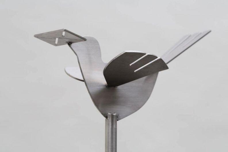 Edelstahl Vogel mit Brief