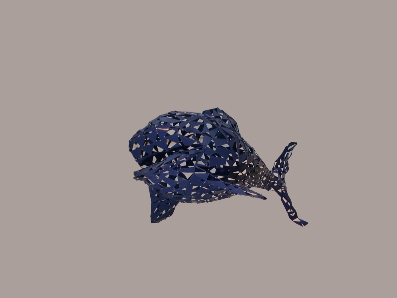 Fischskulptur, blau lackiert