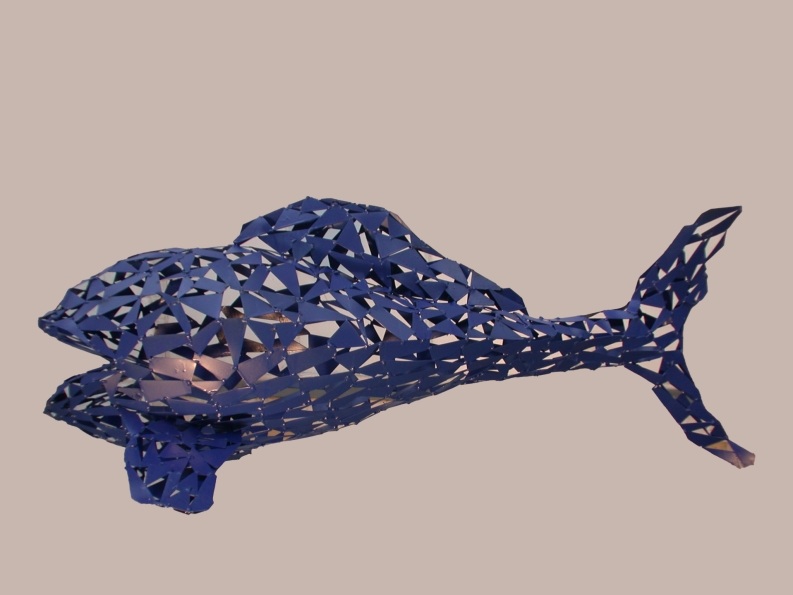 Fischskulptur, blau lackiert