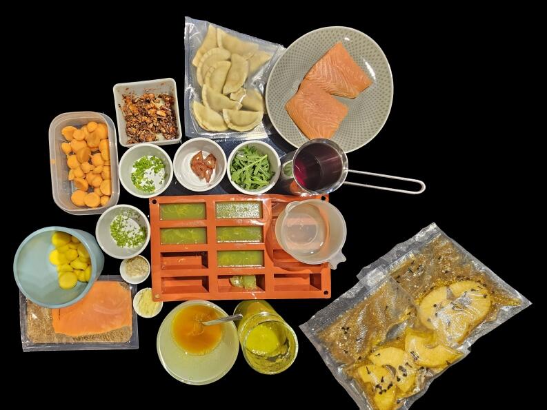 Gurkengelee mit Räucherlachs & Feigensenfcreme