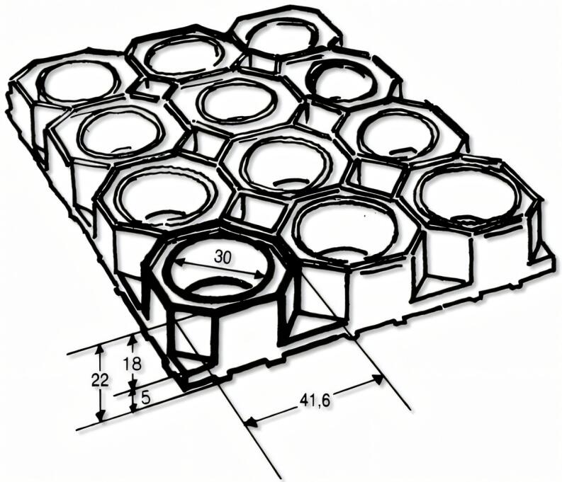 Zeichnung Waben Gummimatte unten offen