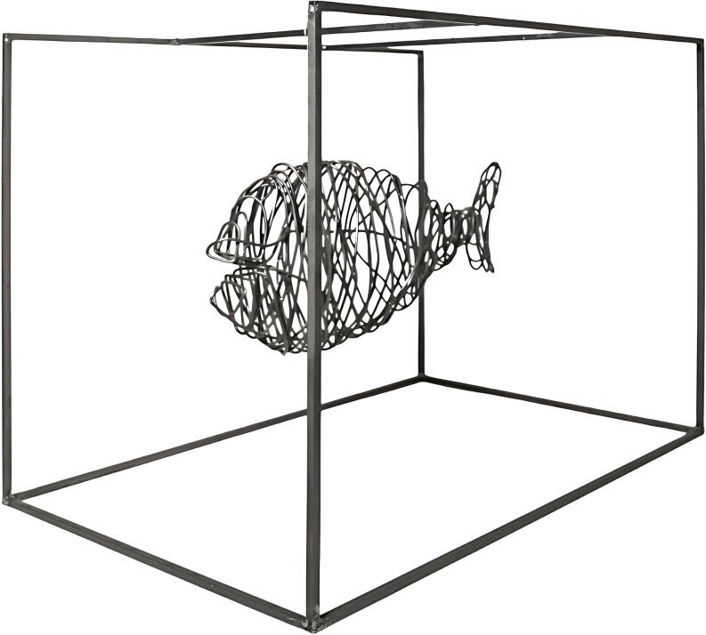 Filigrane Fischskulptur aus 3,5 mm Stahldraht