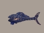 Fischskulptur, blau lackiert