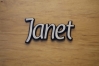 Schriftzug Janet, Aluminium