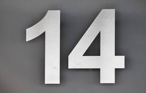 Edelstahl Hausnummer 14